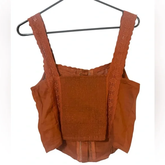 New! Free People Brown Maggie Lace Tank - Picture 5 of 9